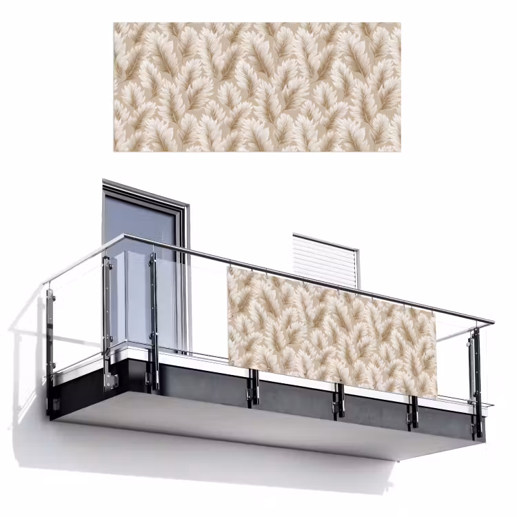 Botanisch - Patroon - Beige Balkonbeschermer Duitsland klein 596 -3d