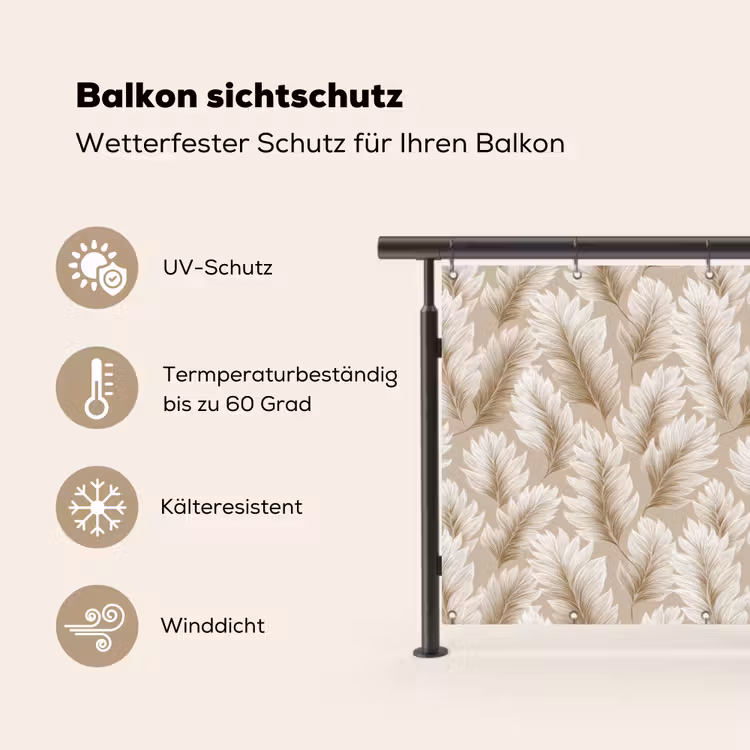 Botanisch - Patroon - Beige Balkonbeschermer Duitsland klein 596 -specs