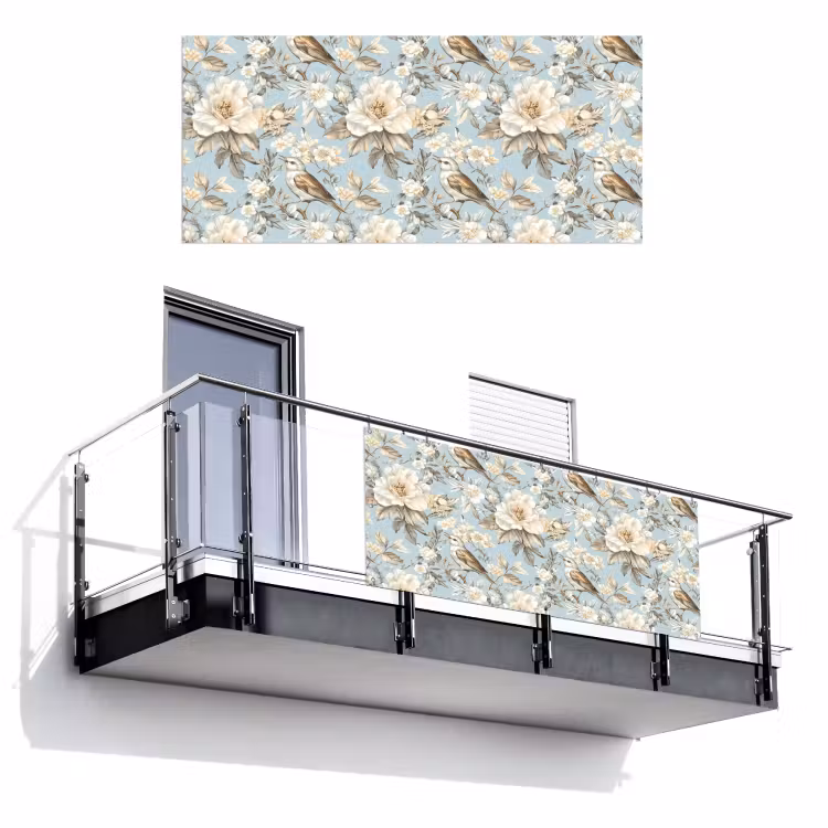 Botanisch - Zangvogel - Blauw Balkonbeschermer Duitsland klein 596 -3d