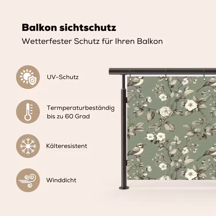 Botanisch - Vogels - Groen Balkonbeschermer Duitsland klein 596 -specs