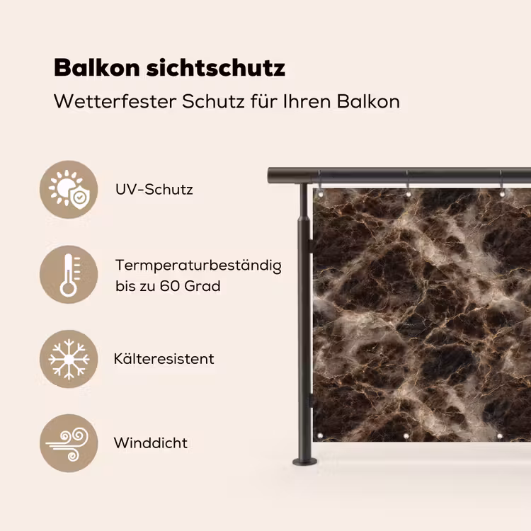 Bruin - Goud - Marmer Balkonbeschermer Duitsland klein 596 -specs