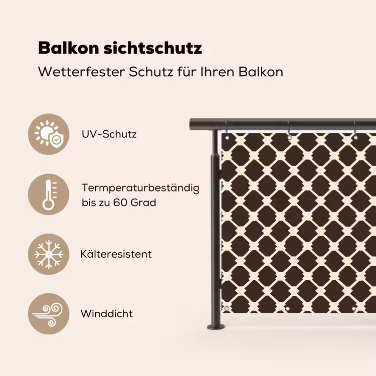 Bruin - Ruitpatroon - Geometrisch Balkonbeschermer Duitsland klein 596 -specs