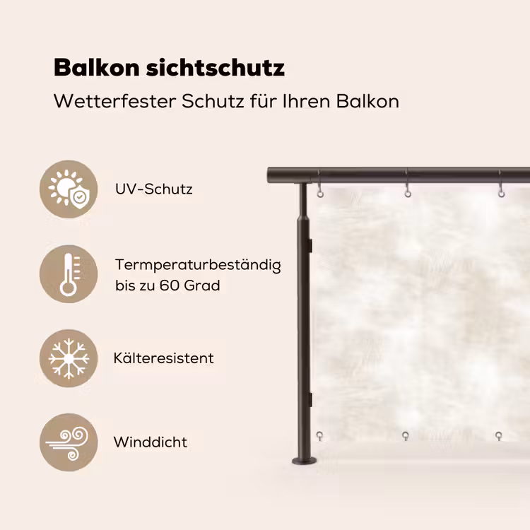 Subtiel - Structuur - Beige Balkonbeschermer Duitsland klein 596 -specs