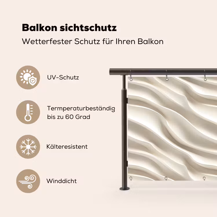 Diagonaal - Golven - Crème Balkonbeschermer Duitsland klein 596 -specs