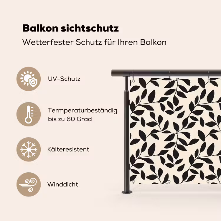 Elegant - Patroon - Zwart - Beige Balkonbeschermer Duitsland klein 596 -specs