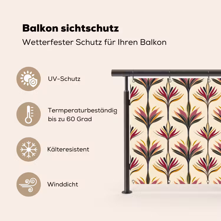 Waaier - Motief - Kleurrijk Balkonbeschermer Duitsland klein 596 -specs