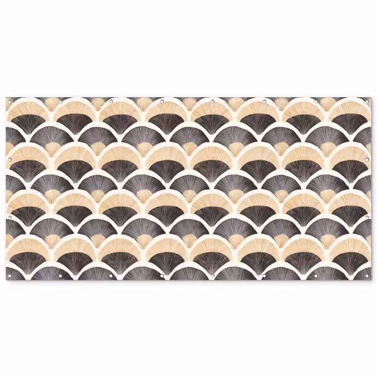 Waaier - Patroon - Zwart - Beige Balkonbeschermer Duitsland klein 596 -zz_3d