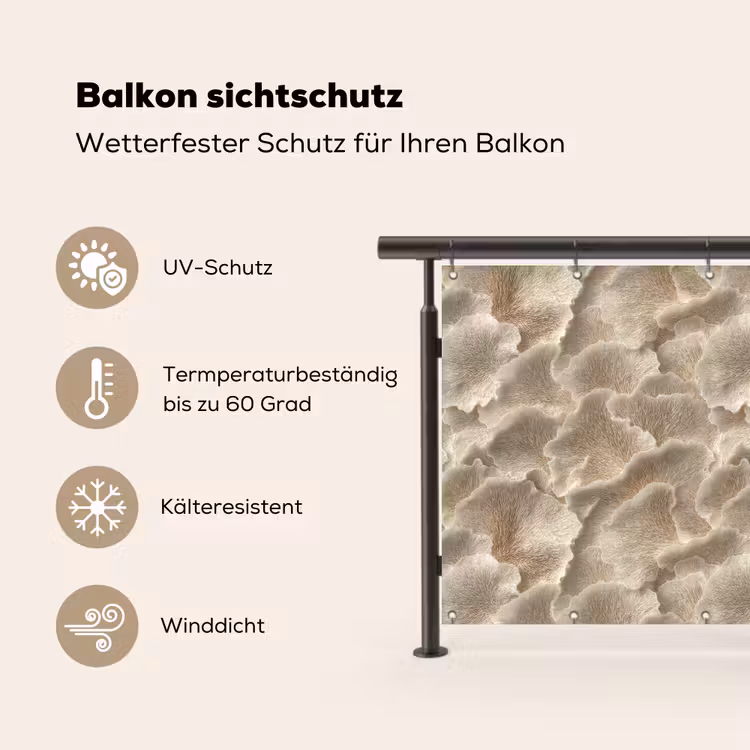 Waaierstructuren - Beige - Vezeltextuur Balkonbeschermer Duitsland klein 596 -specs