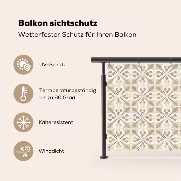 Tegel - Motief - Beige Balkonbeschermer Duitsland klein 596 -specs