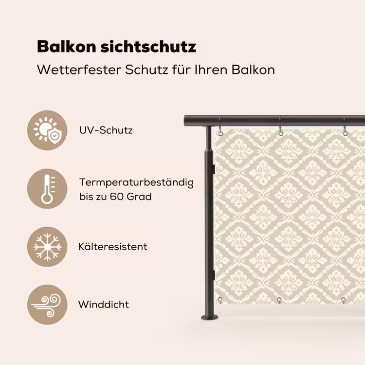 Floraal - Ornament - Beige Balkonbeschermer Duitsland klein 596 -specs