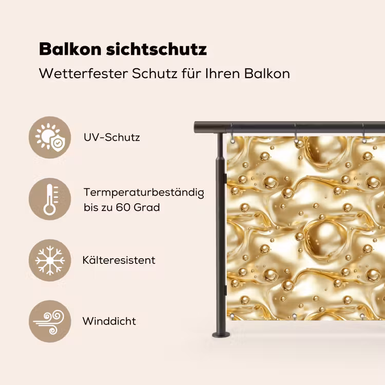 Vloeibaar - Druppels - Goud Balkonbeschermer Duitsland klein 596 -specs