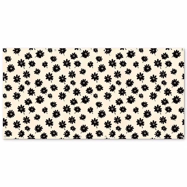 Madeliefjes - Grafisch - Zwart - Beige Balkonbeschermer Duitsland klein 596 -zz_3d