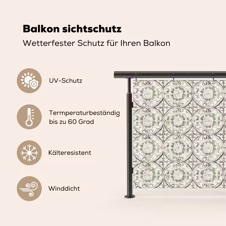 Krulornament - Tegel - Groen Balkonbeschermer Duitsland klein 596 -specs