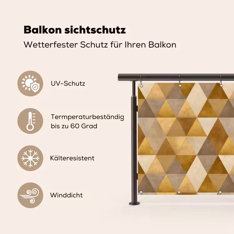Geometrisch - Driehoek - Goud Balkonbeschermer Duitsland klein 596 -specs
