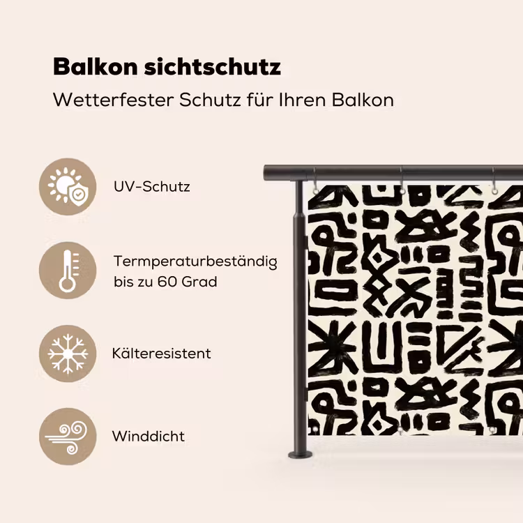 Geometrisch - Figuren - Zwart Balkonbeschermer Duitsland klein 596 -specs