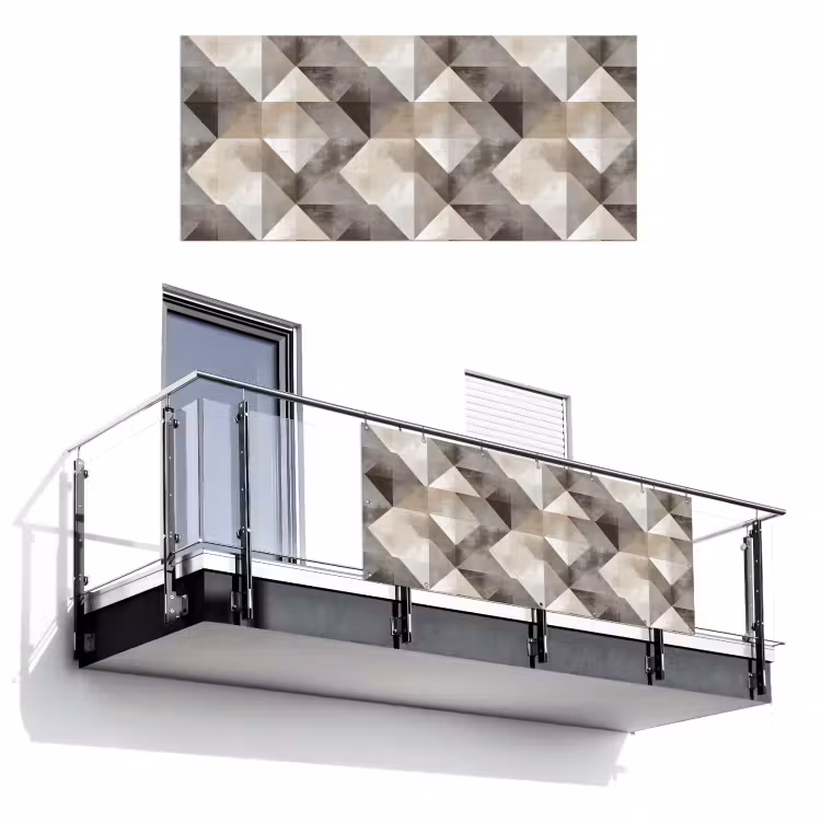 Geometrisch - Motief - Aardetinten Balkonbeschermer Duitsland klein 596 -3d