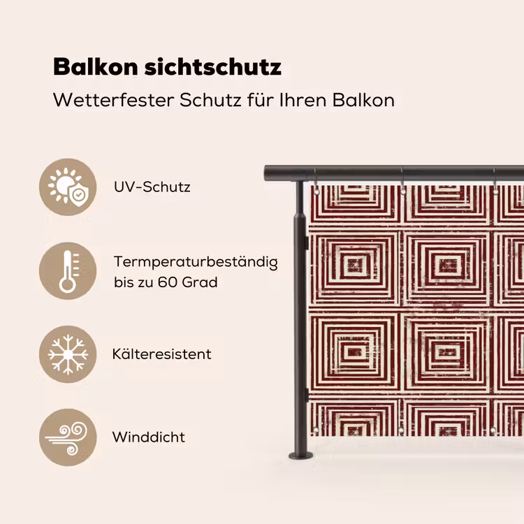 Geometrisch - Patroon - Rood Balkonbeschermer Duitsland klein 596 -specs