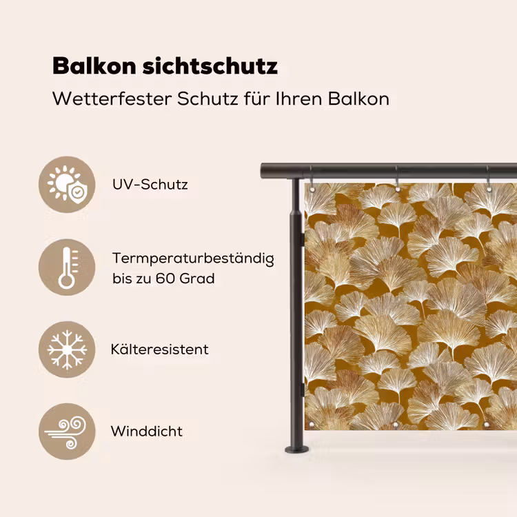 Ginkgo - Bladeren - Goud Balkonbeschermer Duitsland klein 596 -specs