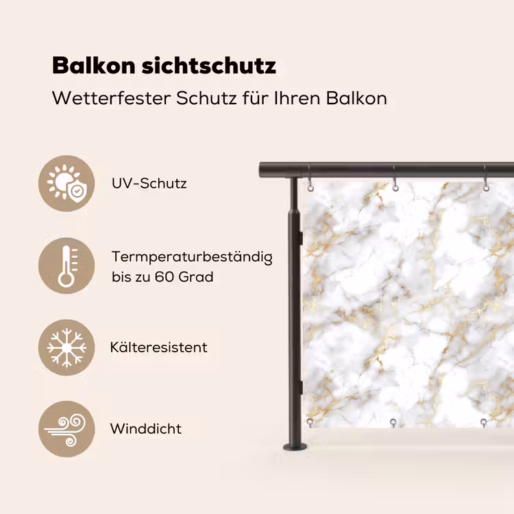 Gouden aders - Marmer - Wit Balkonbeschermer Duitsland klein 596 -specs