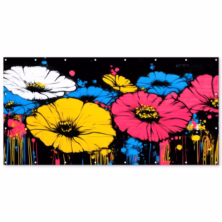 Graffiti - Bloemen - Kleur Balkonbeschermer Duitsland klein -zz_3d