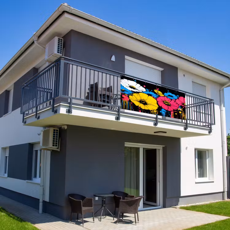 Graffiti - Bloemen - Kleur Balkonbeschermer Duitsland klein -sfeer2