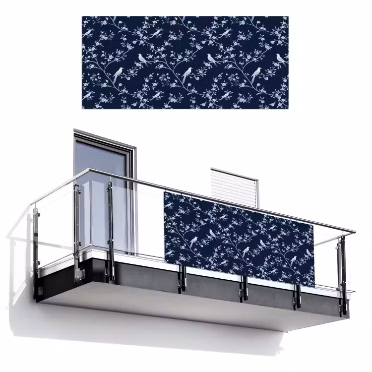 Grafisch - Bloesemtak - Blauw Balkonbeschermer Duitsland klein 596 -3d
