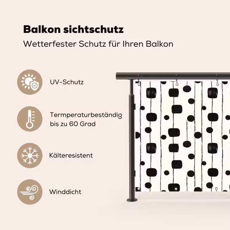 Grafisch - Modern - Zwart Balkonbeschermer Duitsland klein 596 -specs