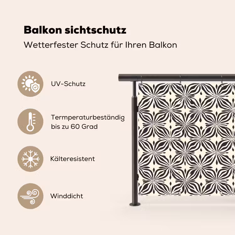 Grafisch - Patroon - Zwart Balkonbeschermer Duitsland klein 596 -specs