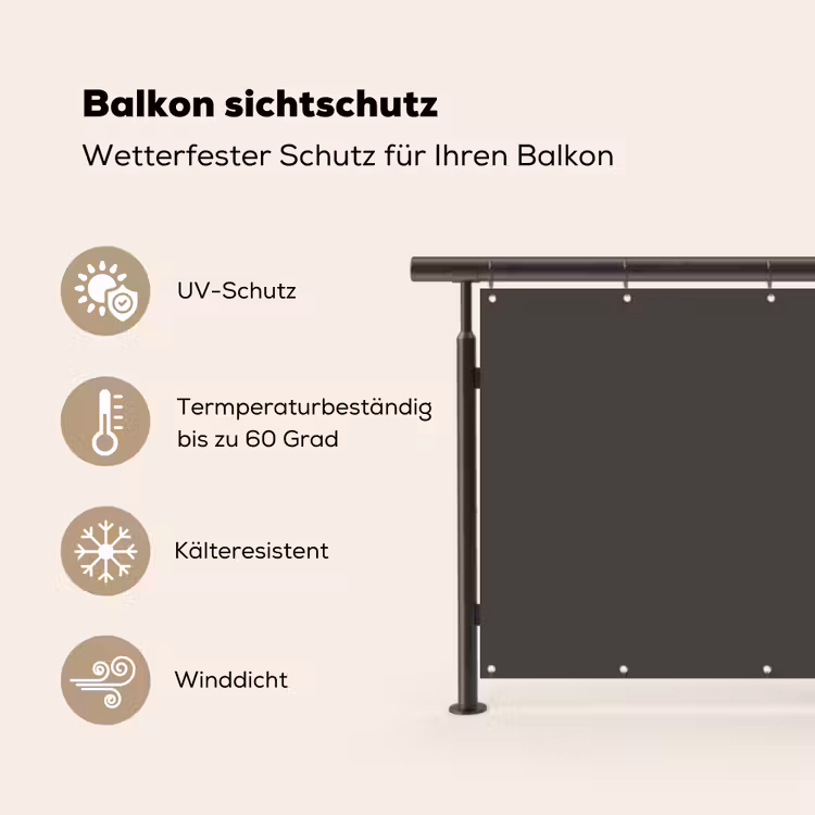 Grijs - Kleuren - Effen Balkonbeschermer Duitsland klein 596 -specs