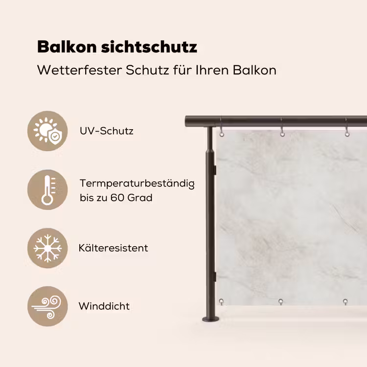 Grijs - Marmer - Aders Balkonbeschermer Duitsland klein 596 -specs