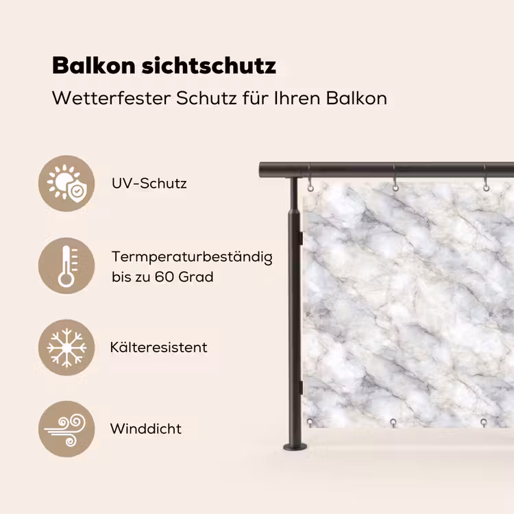 Grijs - Marmer - Gedetailleerd Balkonbeschermer Duitsland klein 596 -specs