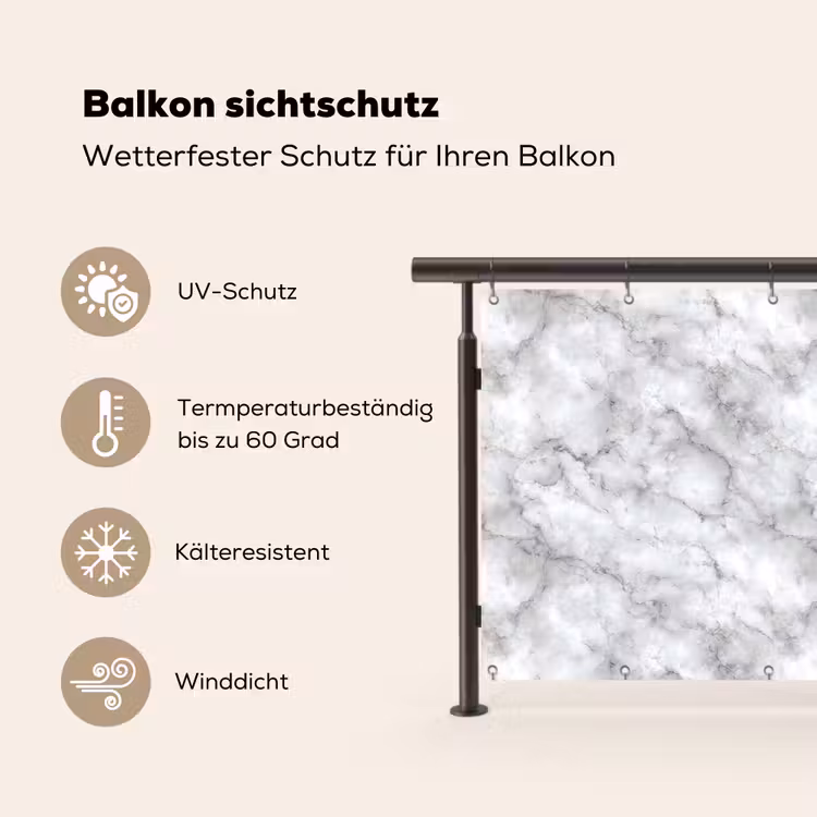 Grijs - Marmer - Klassiek - Aders Balkonbeschermer Duitsland klein 596 -specs