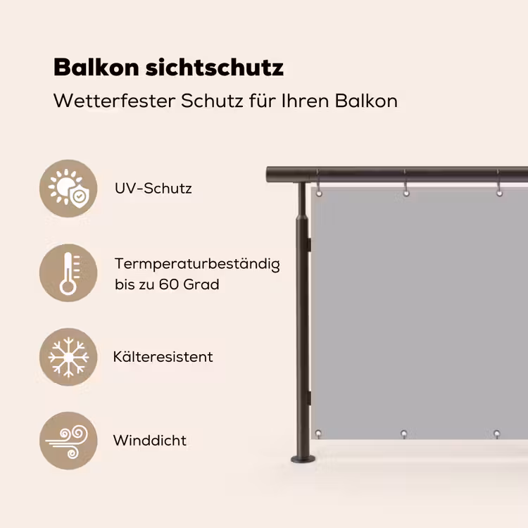 Grijs - Effen print Balkonbeschermer Duitsland klein 596 -specs