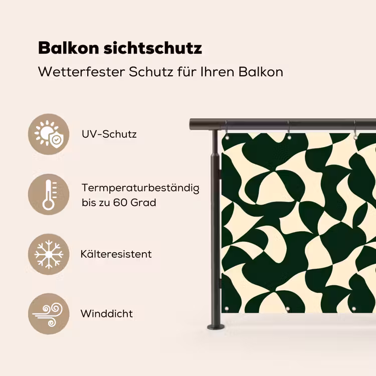 Groen - Organische vlakken - Crème Balkonbeschermer Duitsland klein 596 -specs
