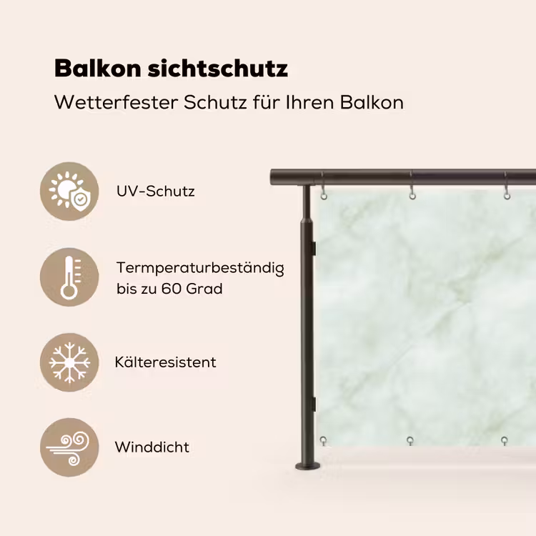 Groen - Marmer - Vloeiende aders Balkonbeschermer Duitsland klein 596 -specs