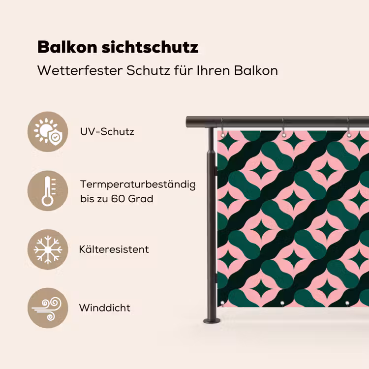 Groen - Roze - Retro - Sterren Balkonbeschermer Duitsland klein 596 -specs
