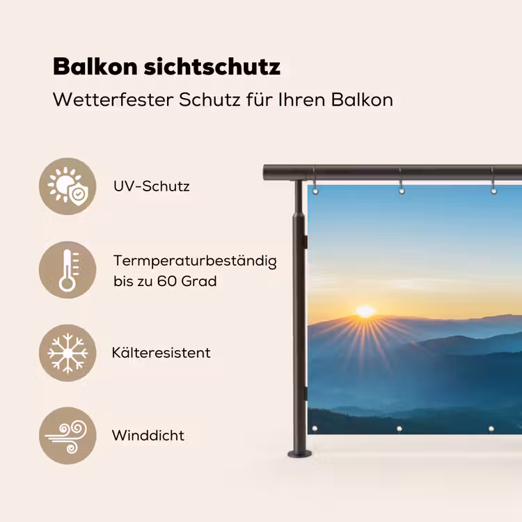 Luchtballonnen - Bergen - Zonsopgang - Landschap Balkonbeschermer Duitsland klein -specs