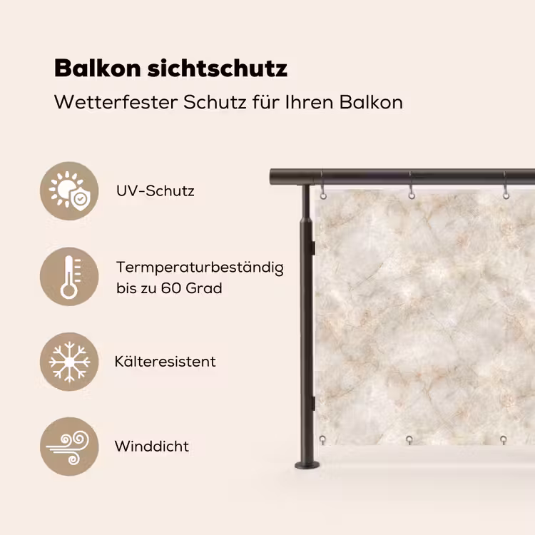 Lichtbeige - Goudbruine Nerven - Marmer Balkonbeschermer Duitsland klein 596 -specs