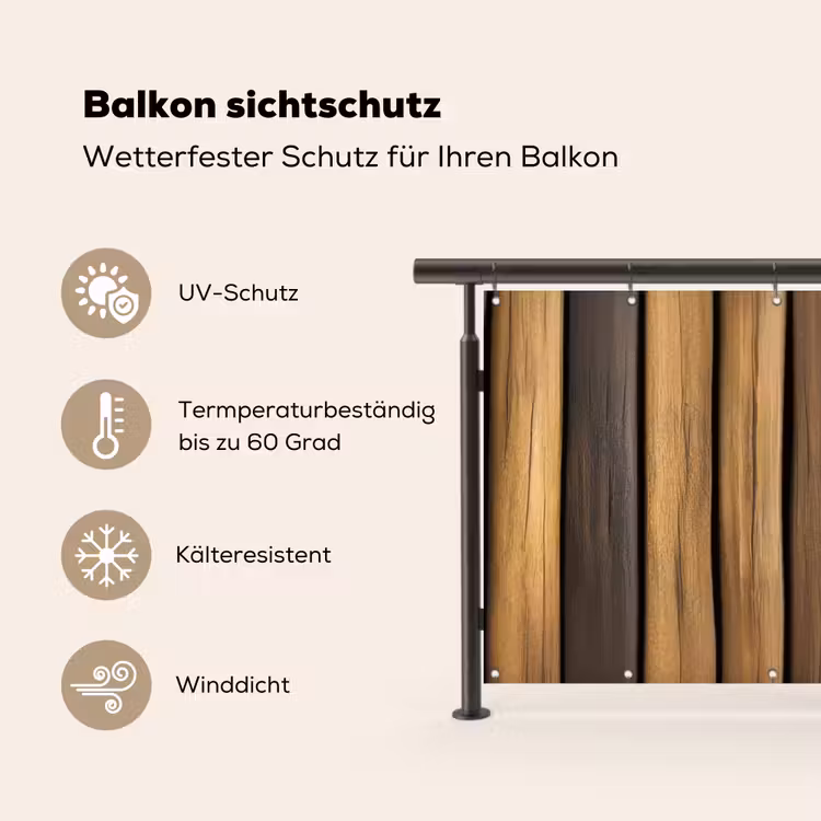Hout - Planken - Natuurtinten Balkonbeschermer Duitsland klein -specs