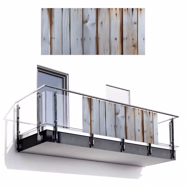 Hout - Planken - Verweerd Balkonbeschermer Duitsland klein -3d
