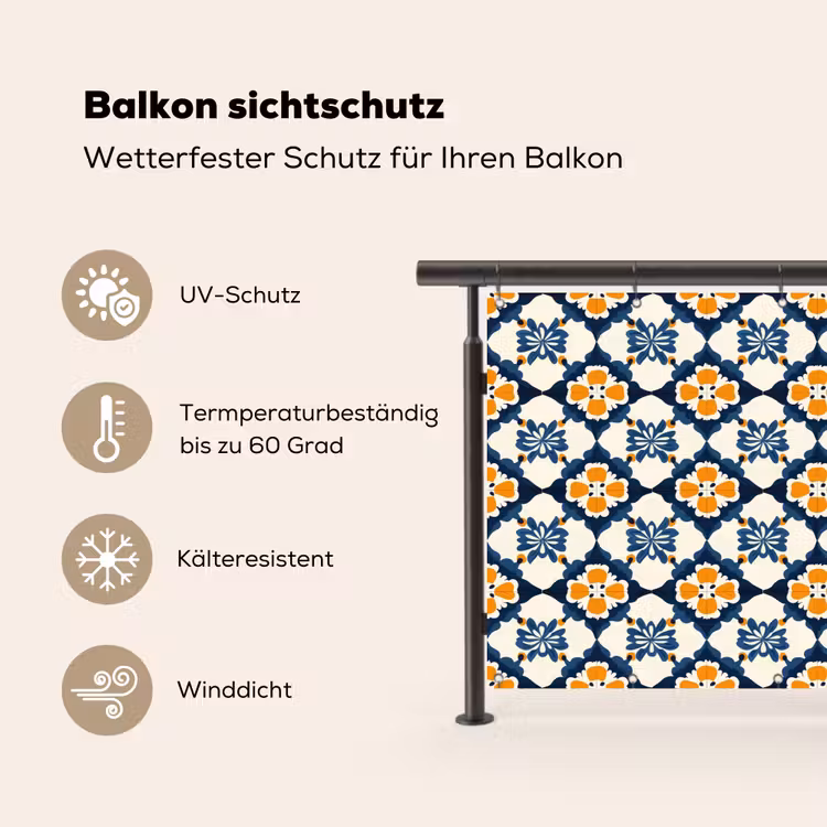 Klassiek - Geometrisch - Blauw Balkonbeschermer Duitsland klein 596 -specs