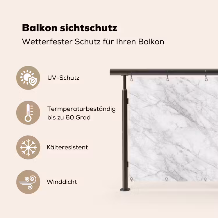 Klassiek - Marmer - Grijs Balkonbeschermer Duitsland klein 596 -specs