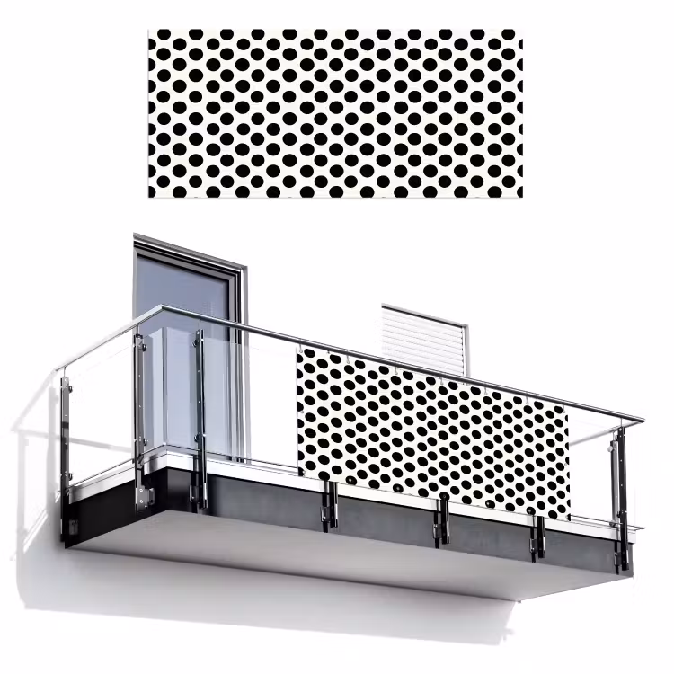 Klassiek - Stippen - Zwart Balkonbeschermer Duitsland klein 596 -3d
