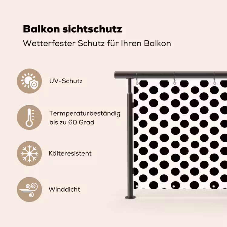 Klassiek - Stippen - Zwart Balkonbeschermer Duitsland klein 596 -specs