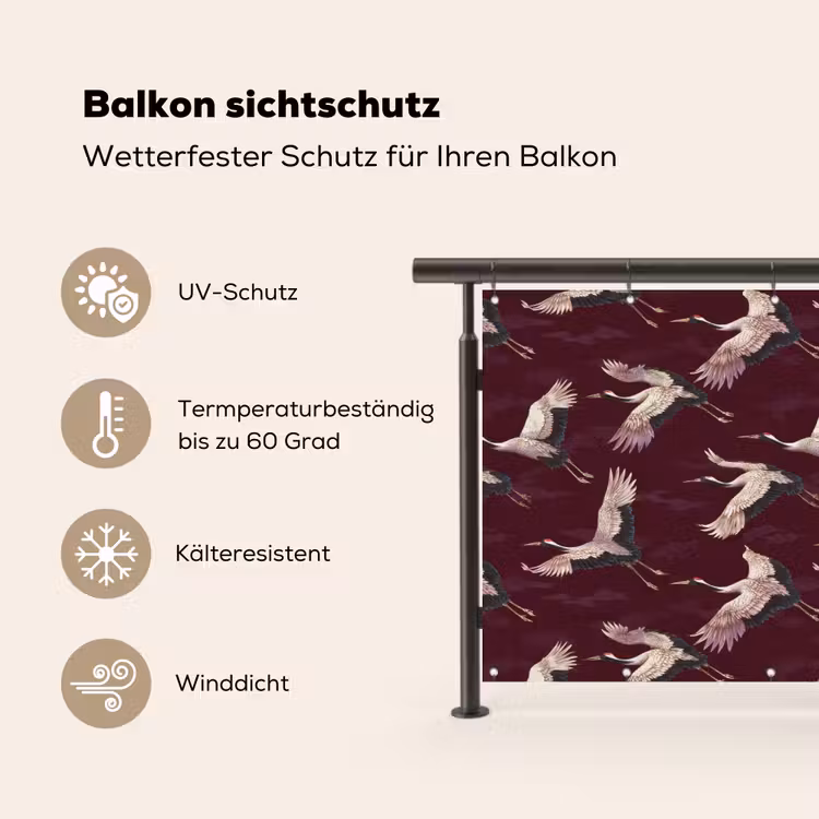 Kraanvogels - Klassiek - Bordeaux Balkonbeschermer Duitsland klein 596 -specs