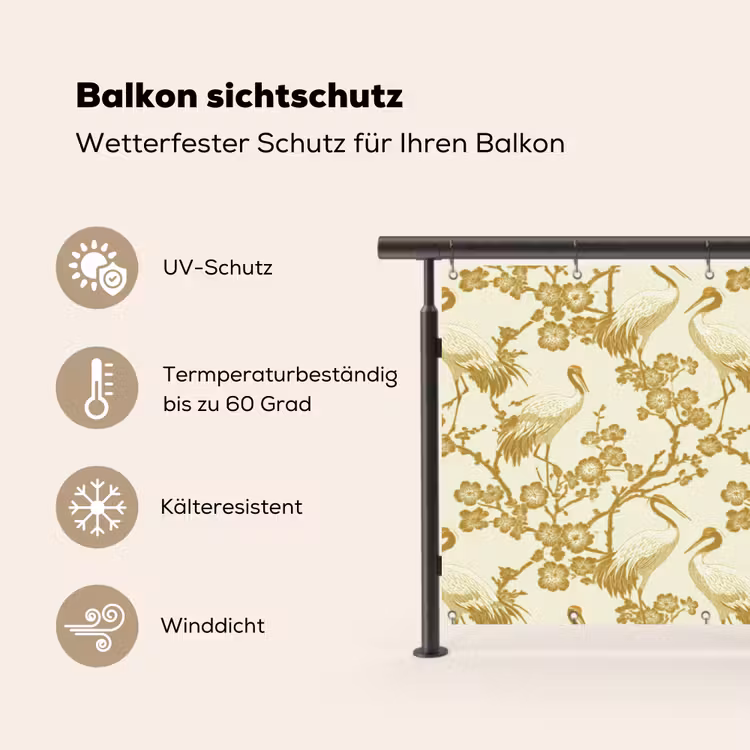 Kraanvogels - Kersenbloesem - Goud Balkonbeschermer Duitsland klein 596 -specs