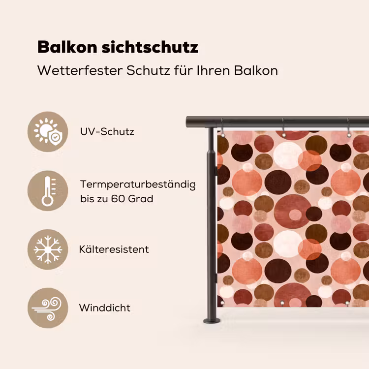 Cirkels - Modern - Kleurrijk Balkonbeschermer Duitsland klein 596 -specs