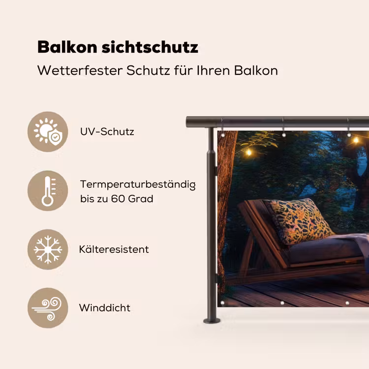 Kampvuur - Meer - Avondlicht Balkonbeschermer Duitsland klein -specs
