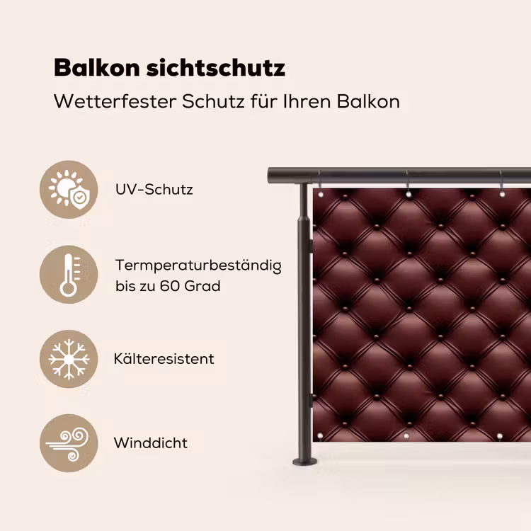 Leer - Patroon - Bordeaux Balkonbeschermer Duitsland klein 596 -specs