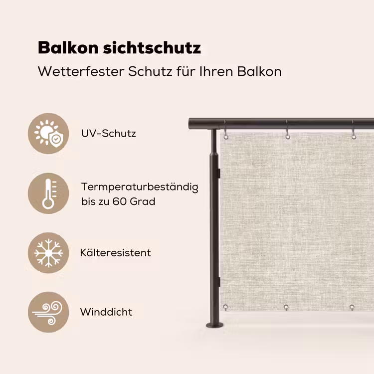 Linnen - Textuur - Beige Balkonbeschermer Duitsland klein 596 -specs